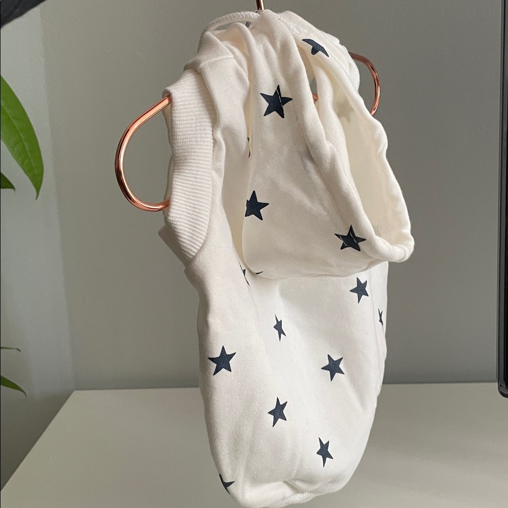 White With Blue Star Sleeveless Hoodie